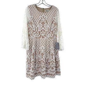Eliza J Womens Ivory Lace Dress Size 10 Bell Sleeve Tags
